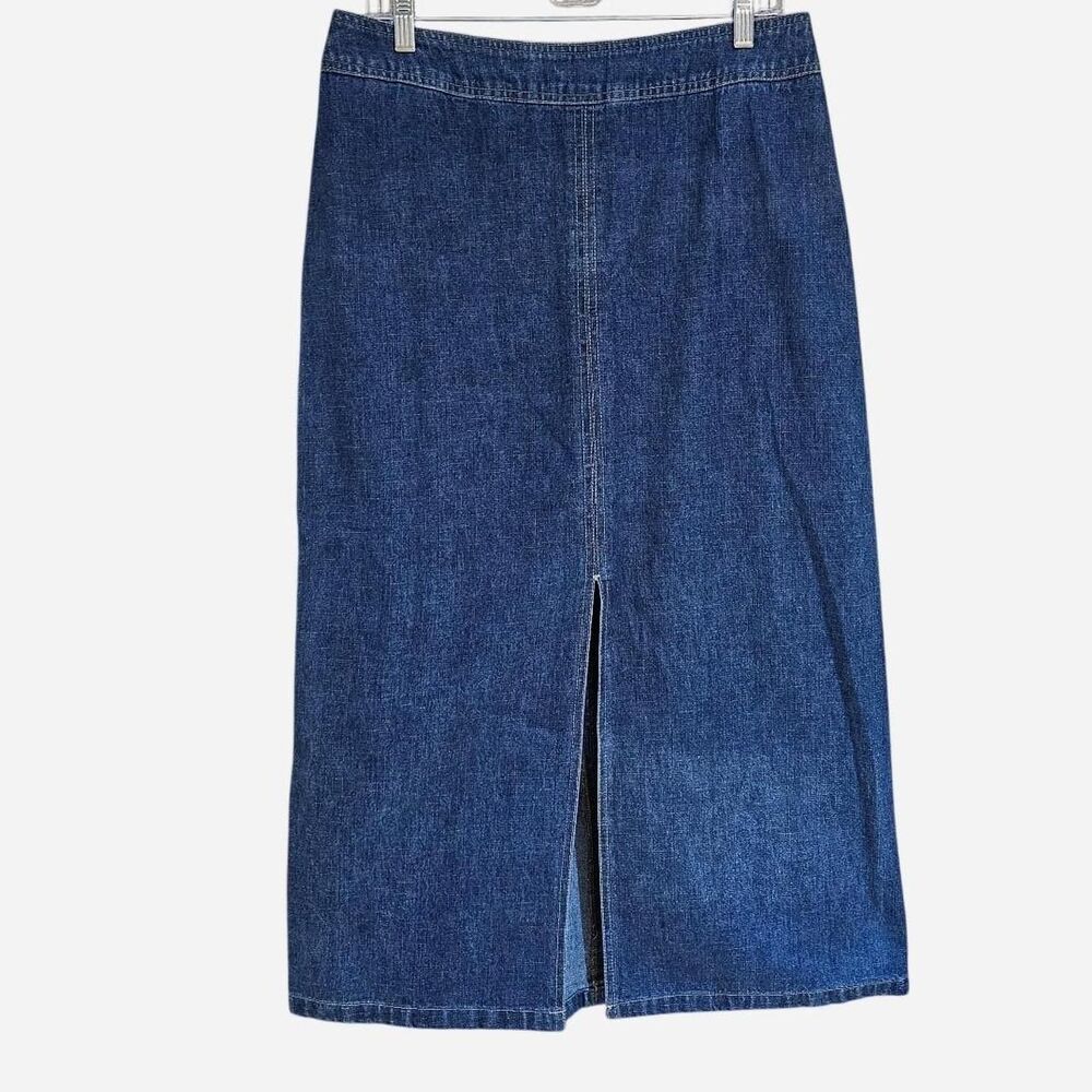 90s y2k cottagecore western denim maxi skirt with slit